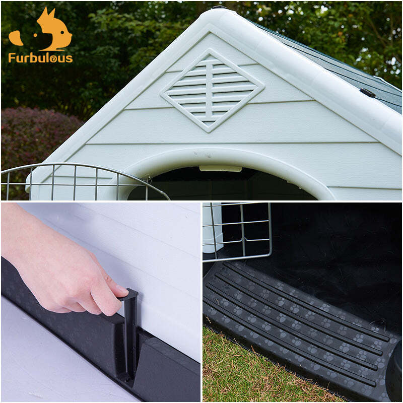 Furbulous Dog Kennel and Indoor Outdoor Heavy Duty Dog House - Slate Roof Regular