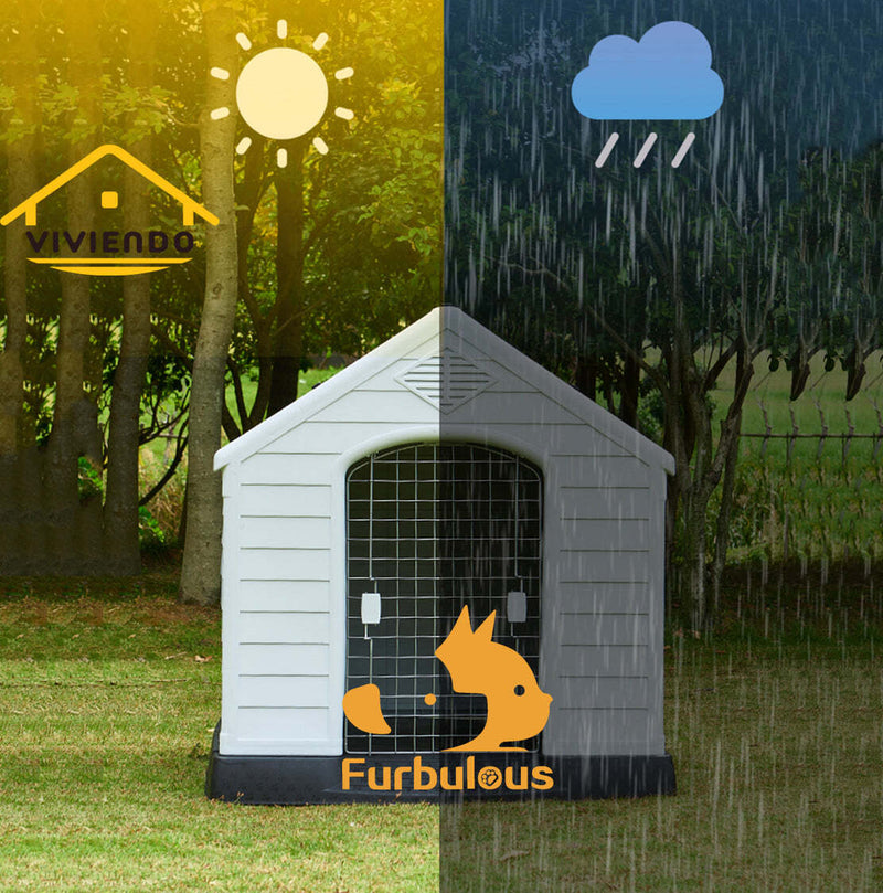 Furbulous Dog Kennel and Indoor Outdoor Heavy Duty Dog House - Slate Roof Regular