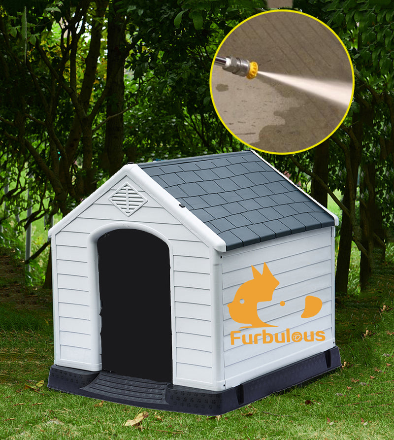Furbulous Dog Kennel and Indoor Outdoor Heavy Duty Dog House - Slate Roof Regular