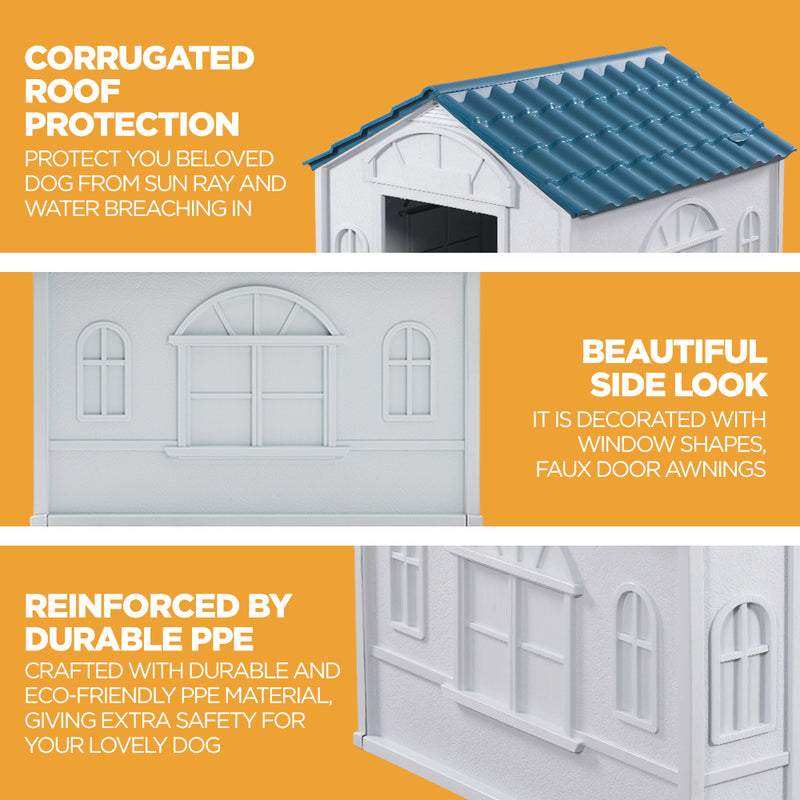 Furbulous Dog House and Indoor Outdoor Heavy Duty Dog Kennel - Tiled Roof - Large