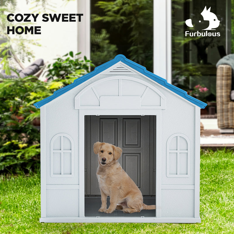 Furbulous Dog House and Indoor Outdoor Heavy Duty Dog Kennel - Tiled Roof - Large