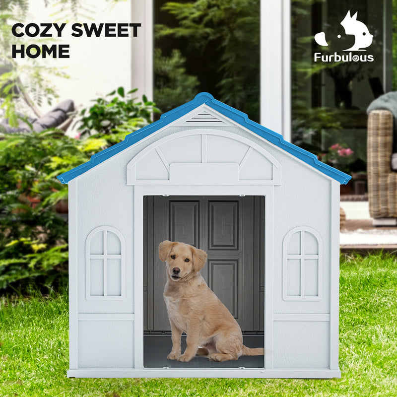 Furbulous Dog House and Indoor Outdoor Heavy Duty Dog Kennel - Tiled Roof - Extra Large