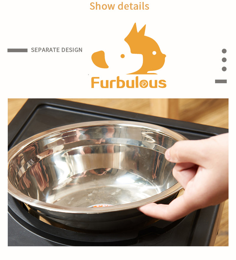 Furbulous Dual Pet Feeding Bowls and Stand with Adjustable Height