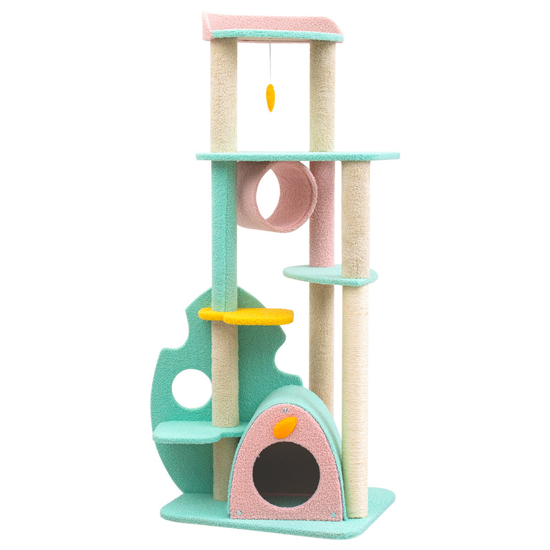 Furbulous 1.46m Cat Tree Scratching post and Adventure Cat tower - Green Leaf