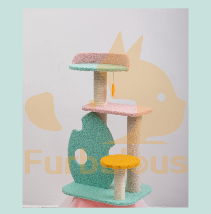 Furbulous 75cm Cat Tree Scratching post and Cat tower with Sisal Scratching Rope - Green Leaf