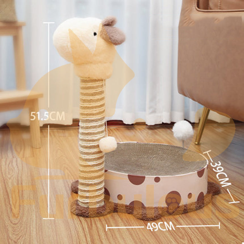 Furbulous Giraffe Cat Scratching Post Sisal Vertical Cat Scratcher Toy