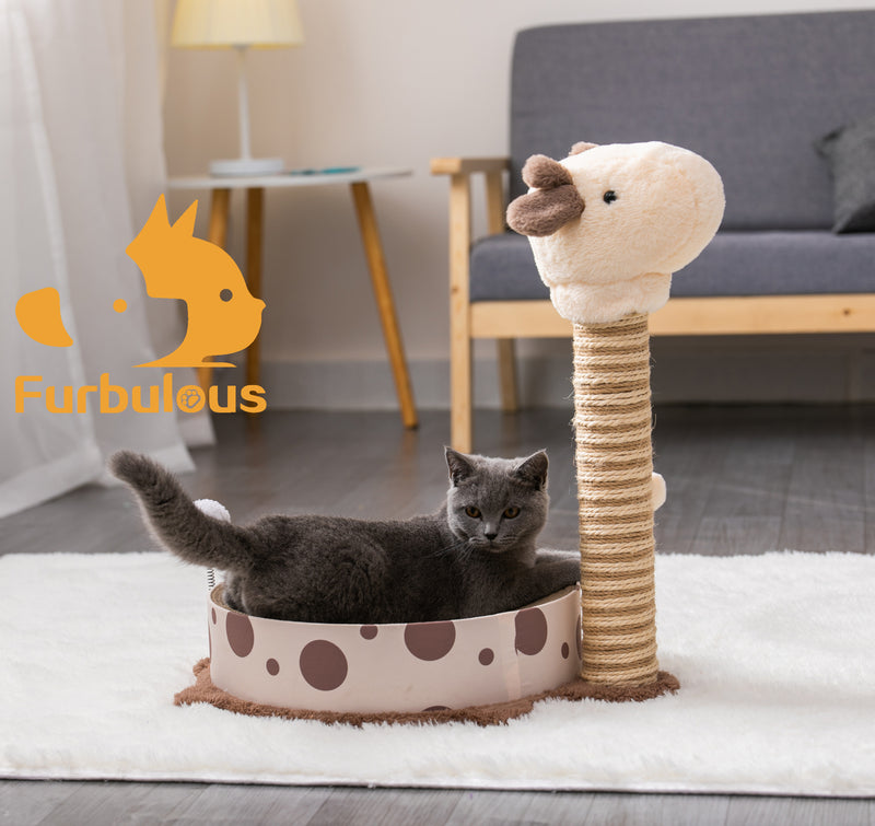 Furbulous Giraffe Cat Scratching Post Sisal Vertical Cat Scratcher Toy