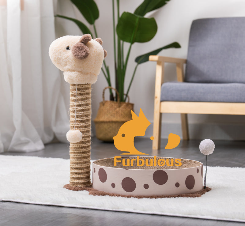 Furbulous Giraffe Cat Scratching Post Sisal Vertical Cat Scratcher Toy - Classic Model