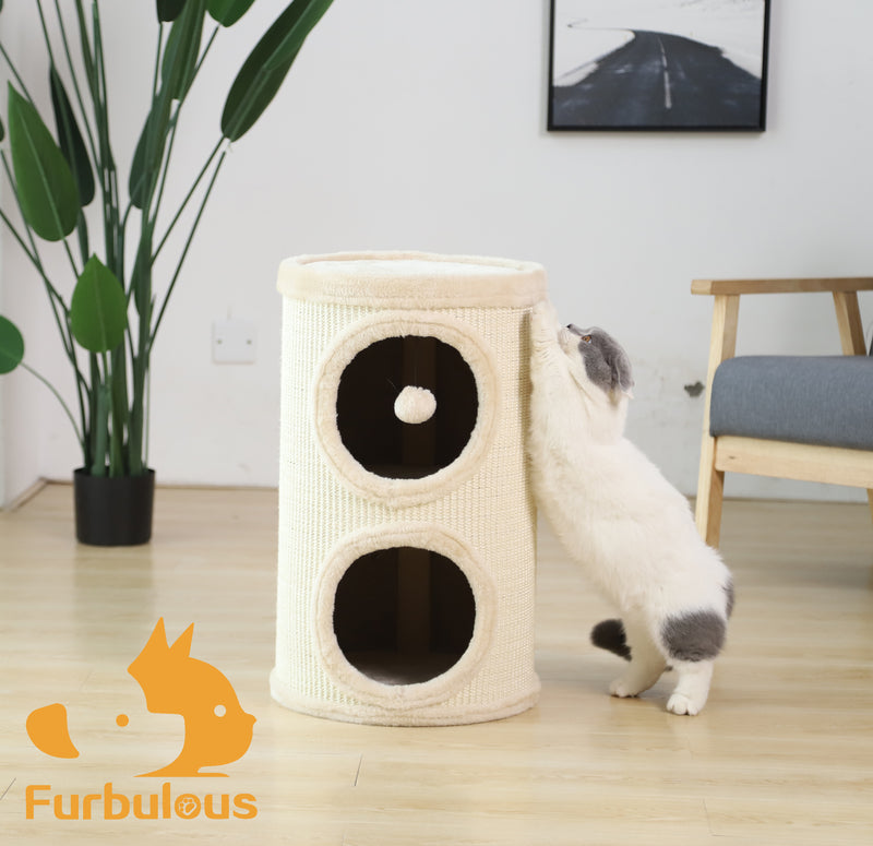 Furbulous Cat Tower Condo House for Scratching and Climbing with 2 Levels