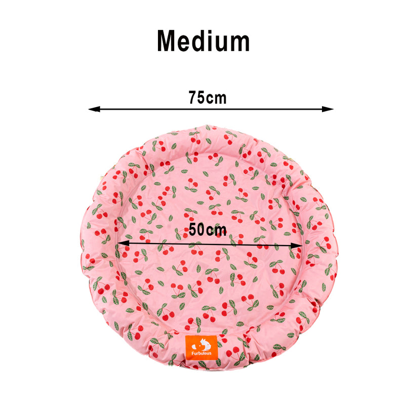 Furbulous 75cm Round Pet Cooling Bed Dog or Cat Non-Toxic Cooling Mat for Summer - Pink