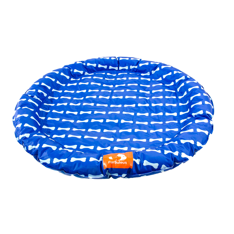 Furbulous 86cm Round Pet Cooling Bed Dog or Cat Non-Toxic Cooling Mat for Summer - Blue