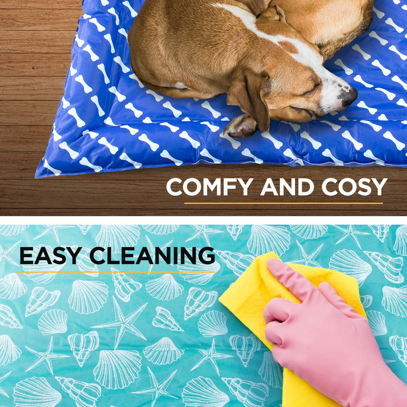 Furbulous Pet Cooling Bed Dog or Cat Non-Toxic Cooling Mat for Summer Rectangular 64cm x 76cm - Blue