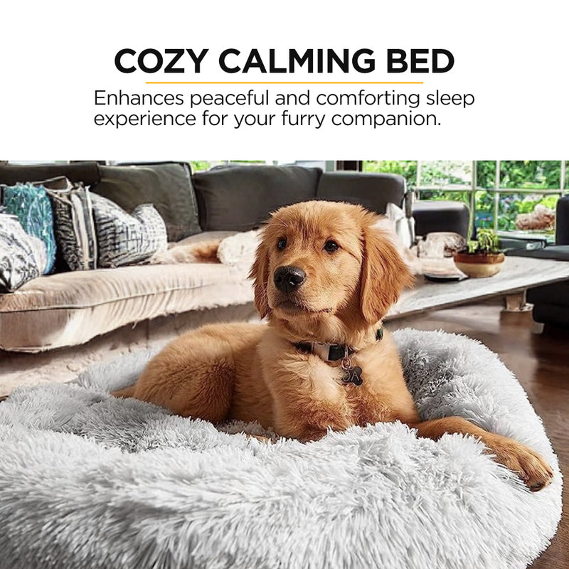 Furbulous Calming Dog or Cat Bed in Dark Grey - Medium 60cm x 60cm