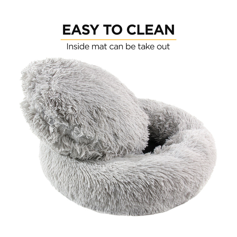 Furbulous Calming Dog or Cat Bed in Light Grey - Xlarge - 80cm Diameter