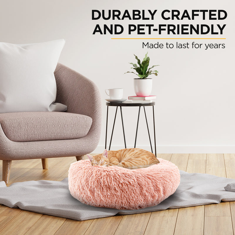 Furbulous Calming Dog or Cat Bed in Pink - XXLarge - 100cm Diameter