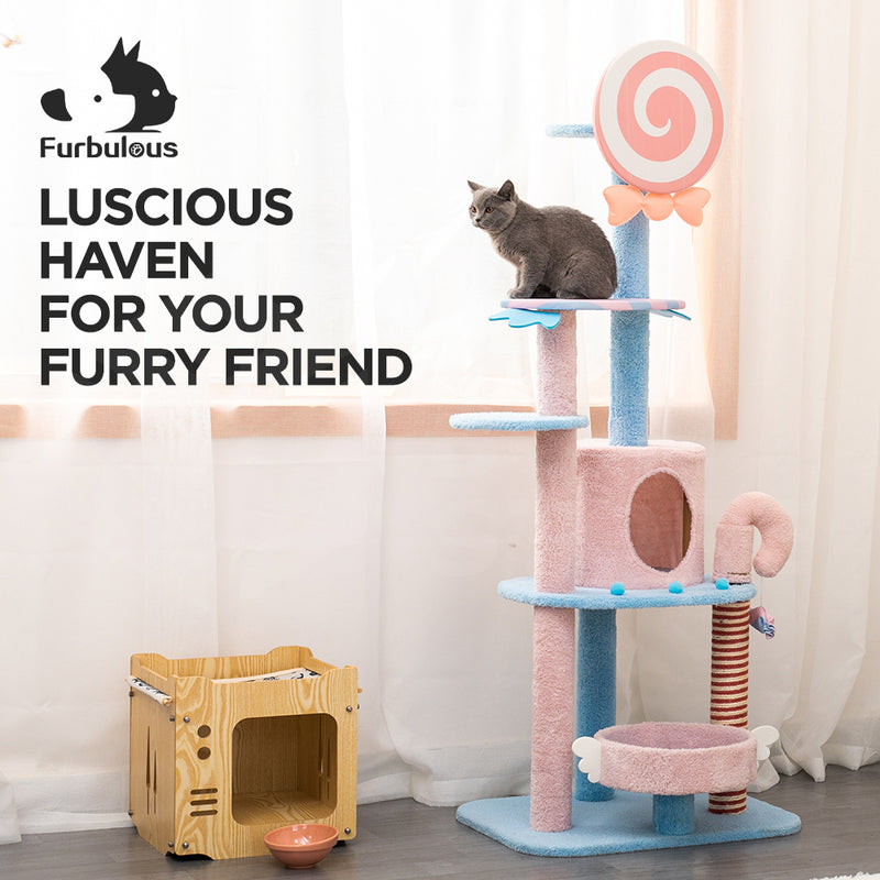 Furbulous 1.35m Lollipop Style Cat Tree Tower & Scratching Post