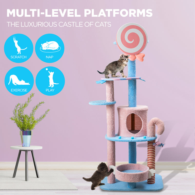 Furbulous 1.35m Lollipop Style Cat Tree Tower & Scratching Post