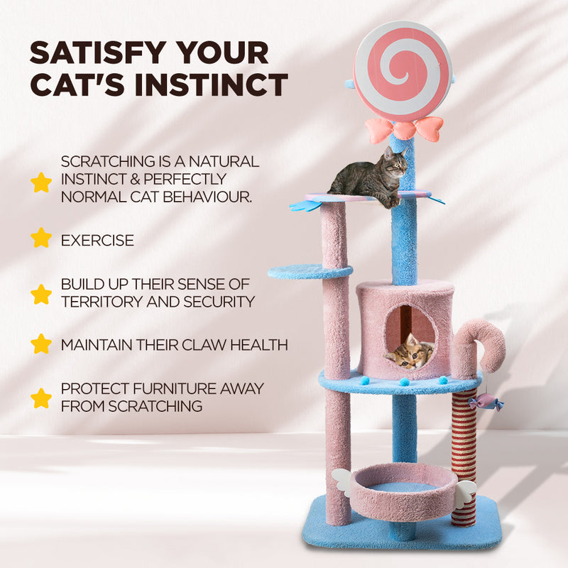 Furbulous 1.35m Lollipop Style Cat Tree Tower & Scratching Post