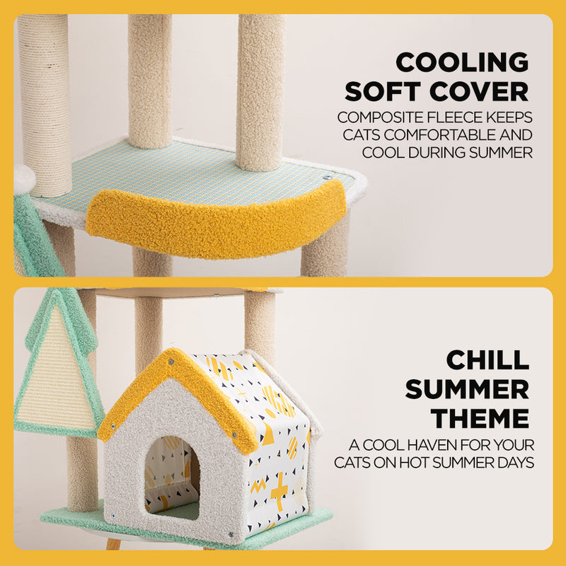 Furbulous 1.3m Cat Tree Tower & Scratching post with Cooling Straw Mat - Fairy Land