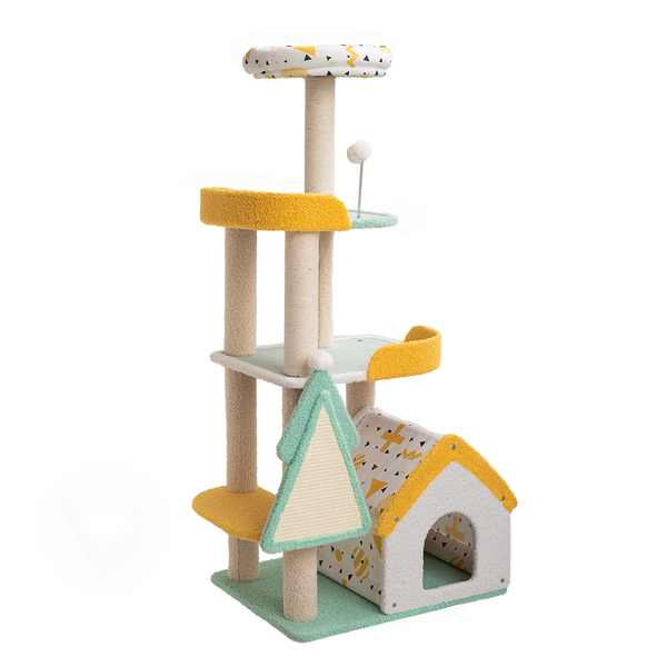 Furbulous 1.3m Cat Tree Tower & Scratching post with Cooling Straw Mat - Fairy Land
