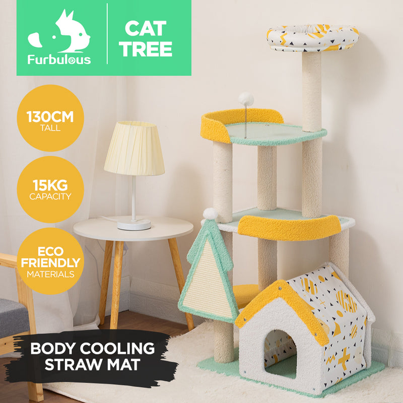 Furbulous Cat Tree Tower & Scratching post with Cooling Straw Mat - Fairy Land