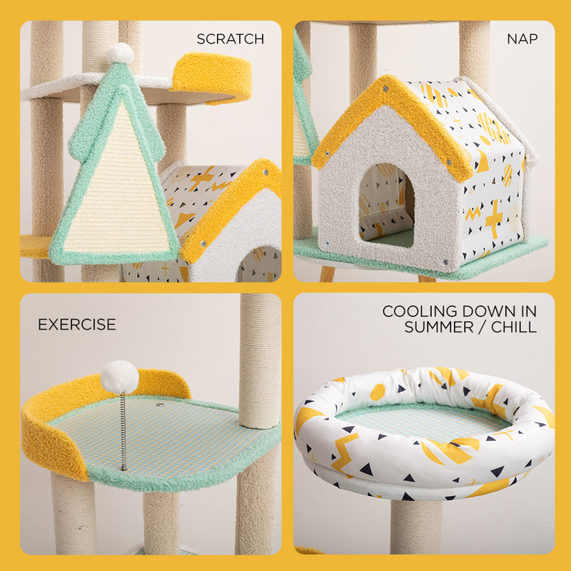 Furbulous Cat Tree Tower & Scratching post with Cooling Straw Mat - Fairy Land