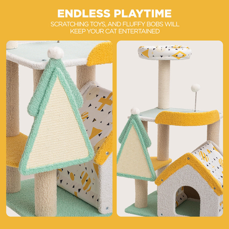 Furbulous 1.05m Cat Tree Tower & Scratching post with Cooling Straw Mat - Fairy Land