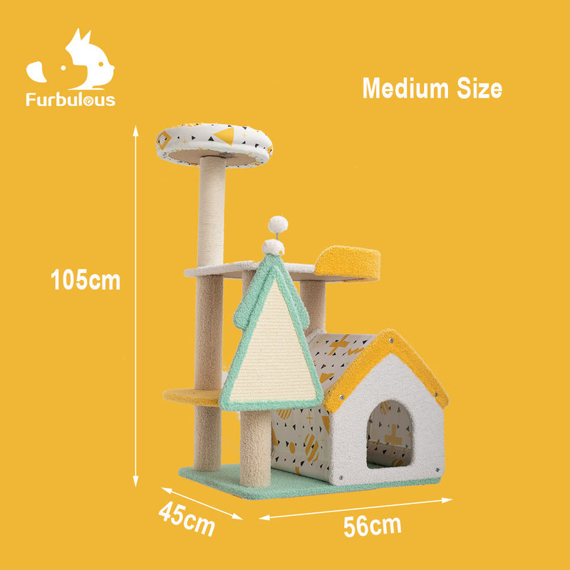 Furbulous Cat Tree Tower & Scratching post with Cooling Straw Mat - Fairy Land