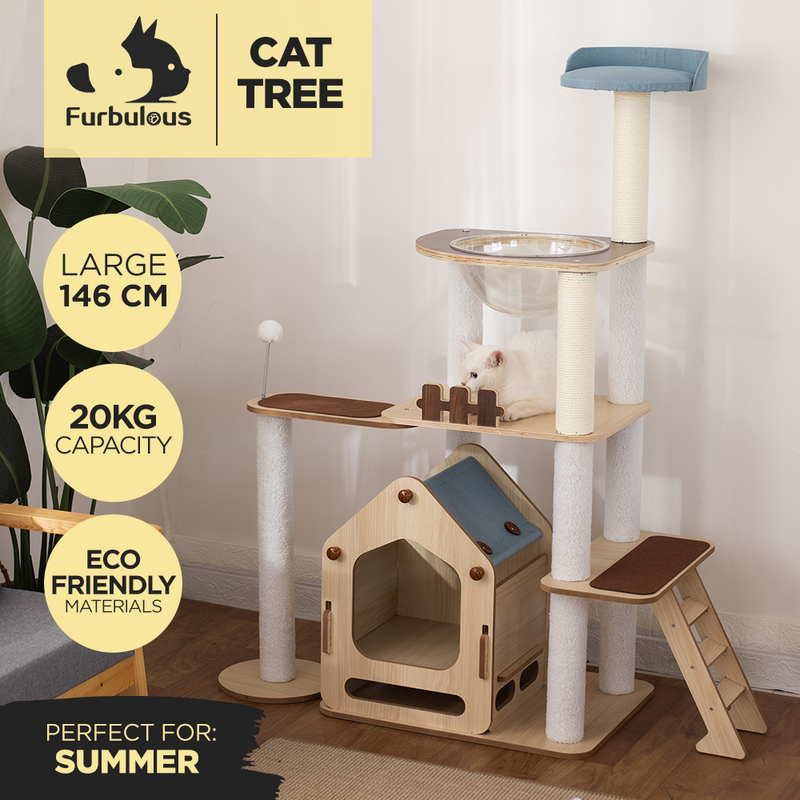 Furbulous 1.46m Cat Tree Mega Cat Tower and Scratching Post - Windmill style