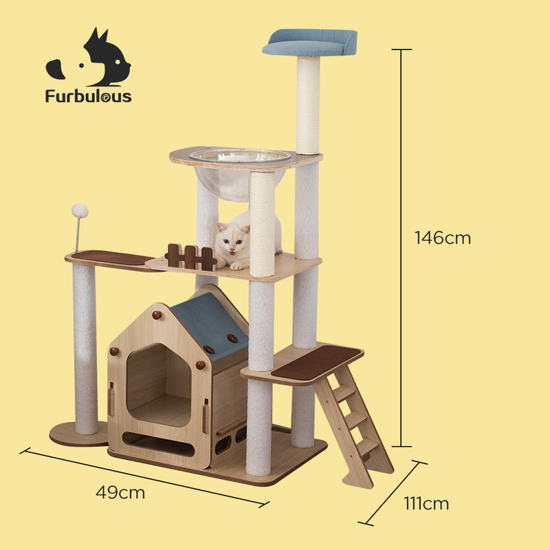 Furbulous 1.46m Cat Tree Mega Cat Tower and Scratching Post - Windmill style