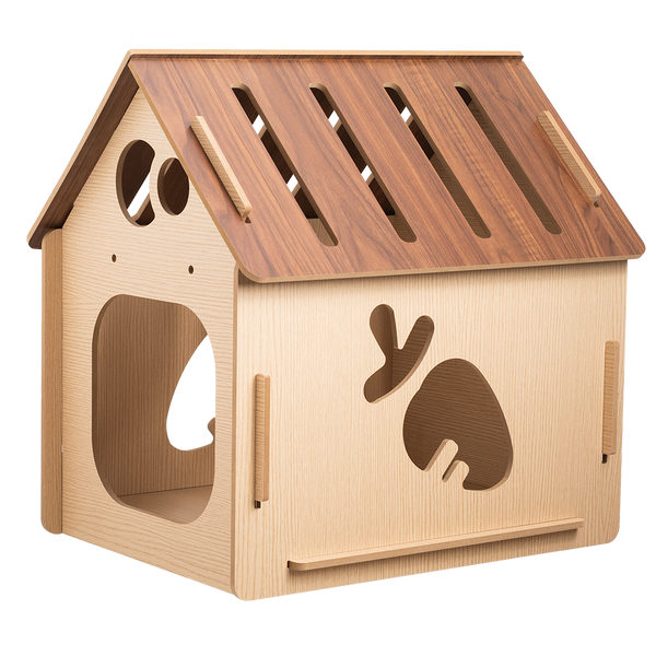 Furbulous Cat Box House and Cat Nap Box Wood House in Carrot Style - Extra Large