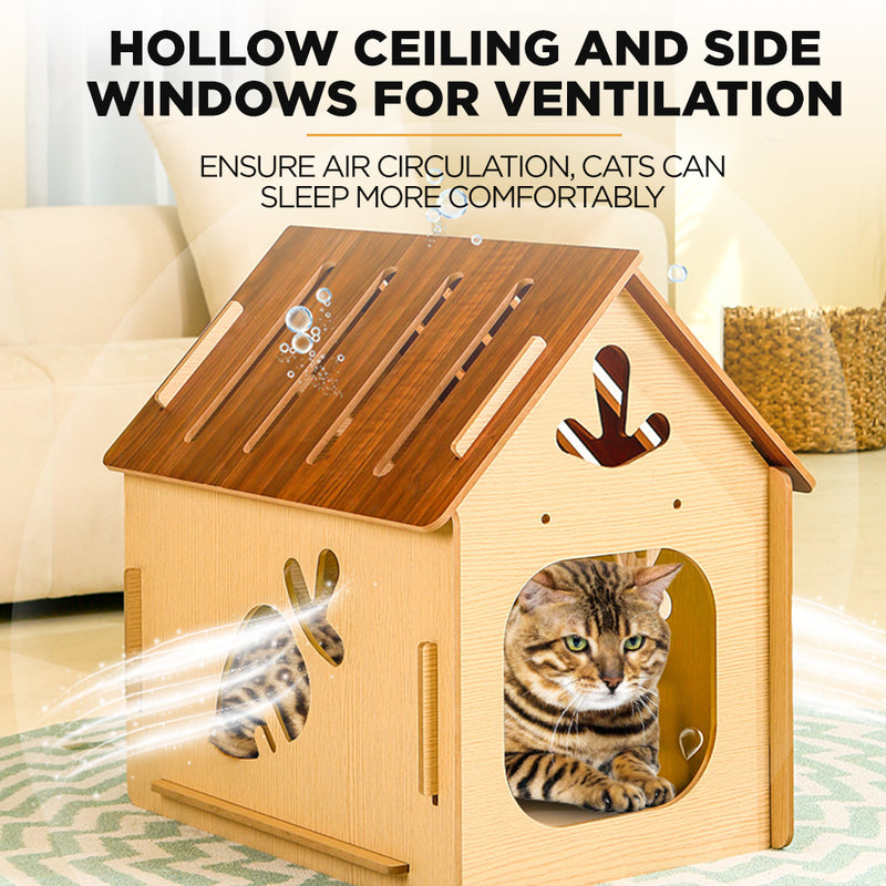 Furbulous Cat Box House and Cat Nap Box Wood House in Carrot Style