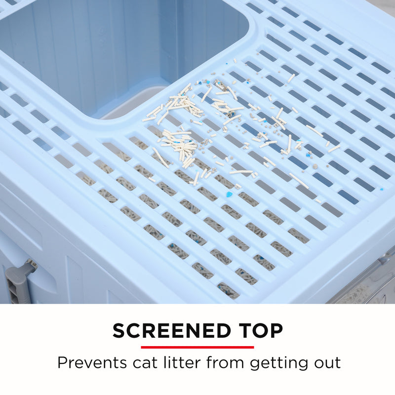 Furbulous Large Anti-Splashing Enclosed Cat Drawer Litter Box - Blue