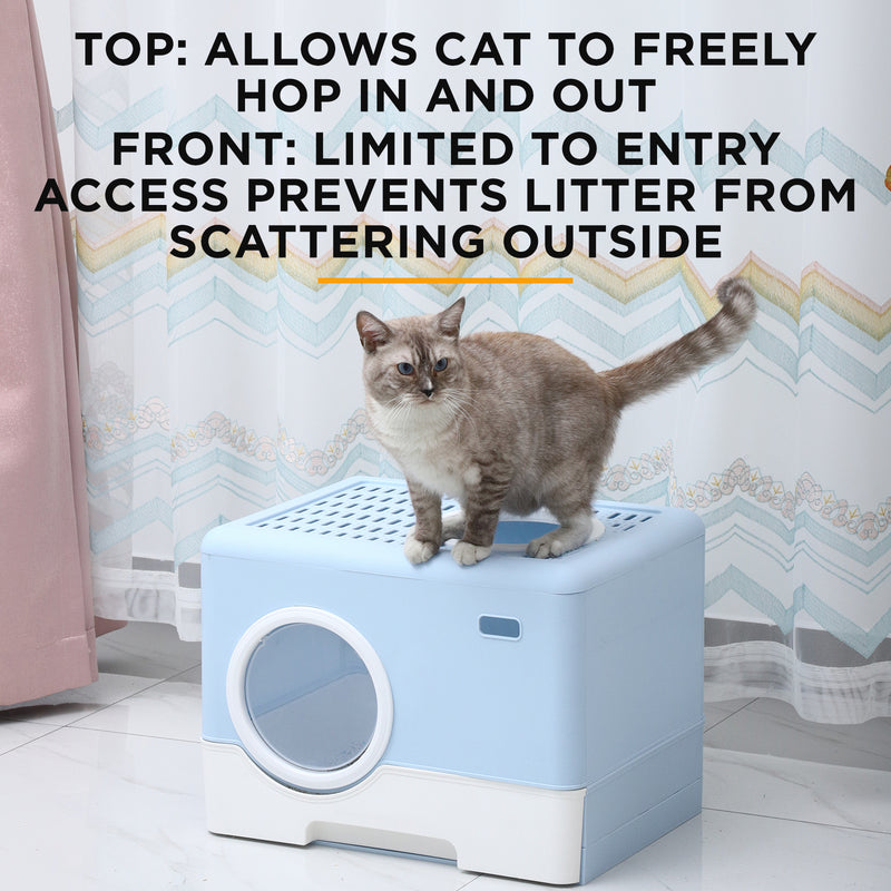 Furbulous Camera Shape Anti-Splashing Enclosed Cat Drawer Litter Box - Grey