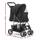 Furbulous Pet Stroller 4 Wheel Foldable Dog Pram Large Cat Travel Carrier