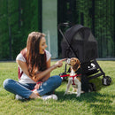 Furbulous Pet Dog Stroller Pram Cat Carrier Large Travel Pushchair Foldable 4 Wheels with Detachable Basket - Black
