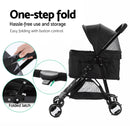 Furbulous Pet Dog Stroller Pram Cat Carrier Large Travel Pushchair Foldable 4 Wheels with Detachable Basket - Black