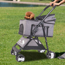 Furbulous Pet Dog Stroller Pram Cat Carrier Large Travel Pushchair Foldable 4 Wheels with Detachable Basket
