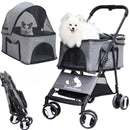 Furbulous Pet Dog Stroller Pram Cat Carrier Large Travel Pushchair Foldable 4 Wheels with Detachable Basket