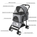 Furbulous Pet Dog Stroller Pram Cat Carrier Large Travel Pushchair Foldable 4 Wheels with Detachable Basket