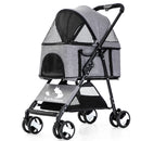 Furbulous Pet Dog Stroller Pram Cat Carrier Large Travel Pushchair Foldable 4 Wheels with Detachable Basket