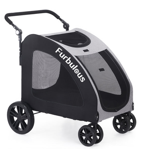 Furbulous Pet Dog Stroller Pram Carrier Cat Travel Foldable 4 Wheels 50kg Capacity