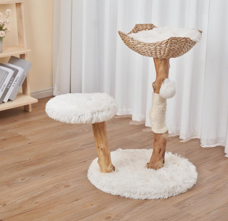 Furbulous Selected Real Wood Cat Tree Rattan tower with Condo House - 81cm