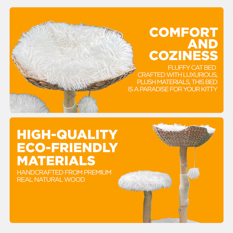 Furbulous Selected Real Wood Cat Tree Rattan tower with Condo House - 81cm