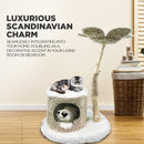 Furbulous Premium Real Wood Cat Tree with Rattan and Plush Fabric