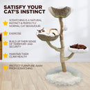 Furbulous Premium Real Wood Cat Tree with Rattan and Plush Fabric