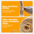 Furbulous Premium Real Wood Cat Tree with Rattan and Plush Fabric