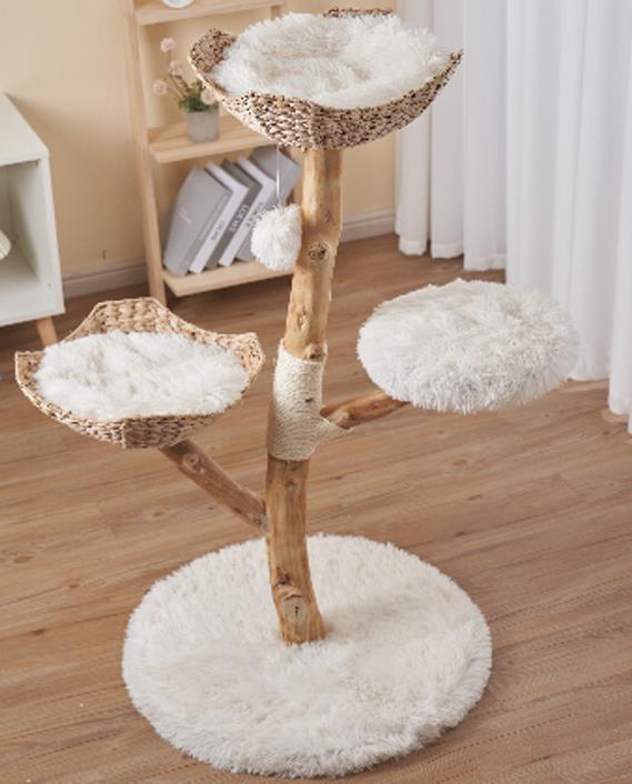 Furbulous Selected Real Wood Cat Tree Rattan tower with Condo House - 81cm
