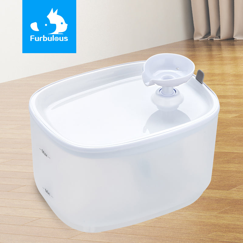 Furbulous 2.5L Cat Water Fountain, Automatic Pet Drinking Fountain Dispenser - Steel