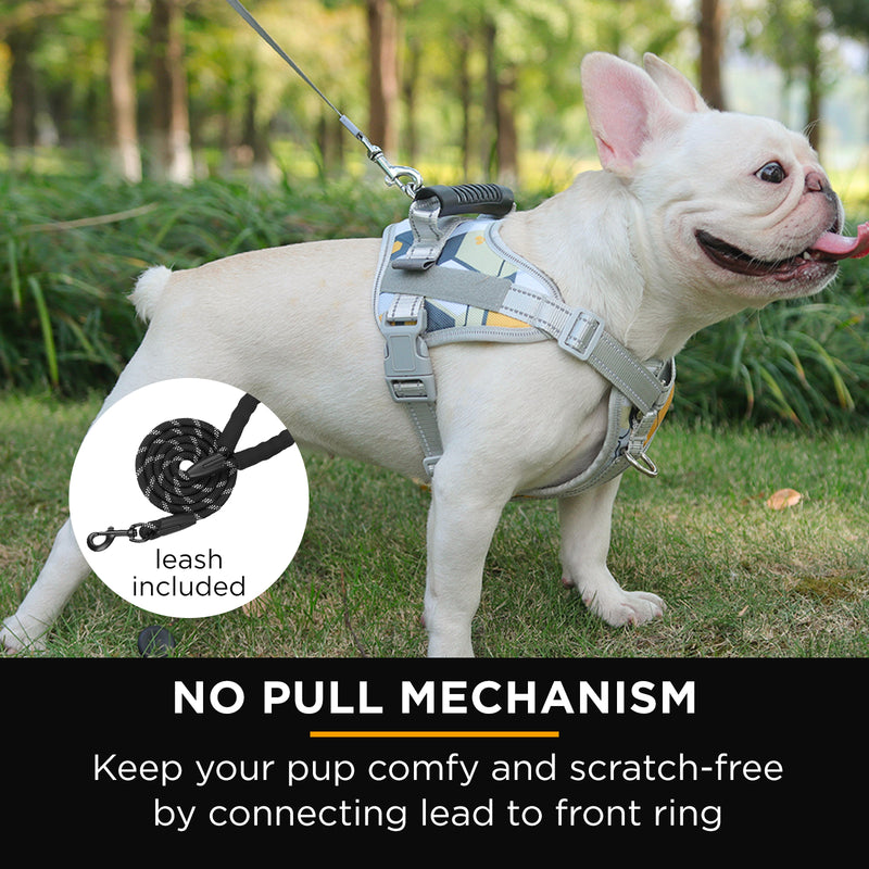 Furbulous No Pull Dog Harness Adjustable Pet Harness Reflective Explosion-proof Shock Dog Harness with 1.5m Lead